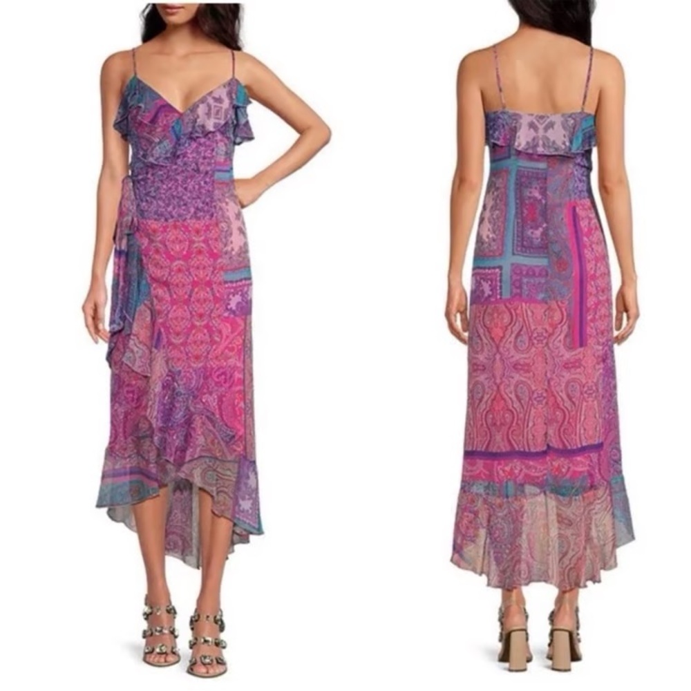 Gianni Bini DANNIJO Isabella Sleeveless Ruffle Chiffon Maxi‎ Dress New $199 Med